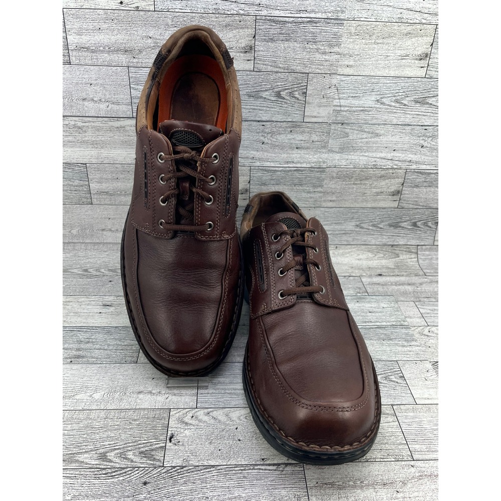 Clarks Unstructured Un.Sheridan Men Brown Leather Oxford Shoes Size 13M